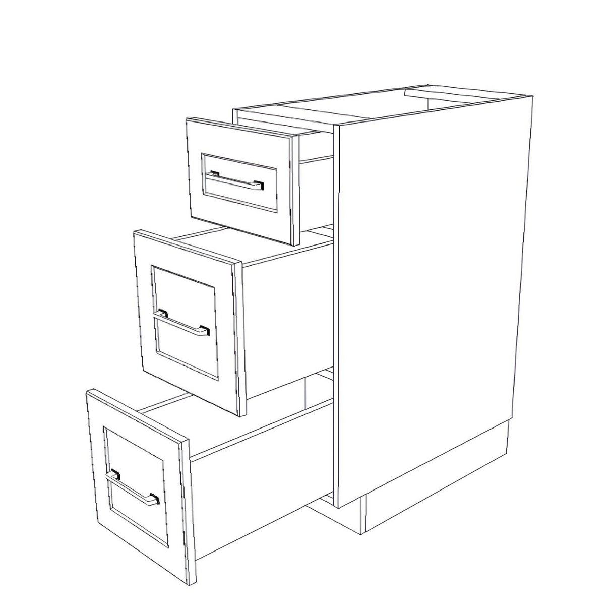 12" Wide Drawer Cabinet - (White Cabinet Boxes - Painted Doors)