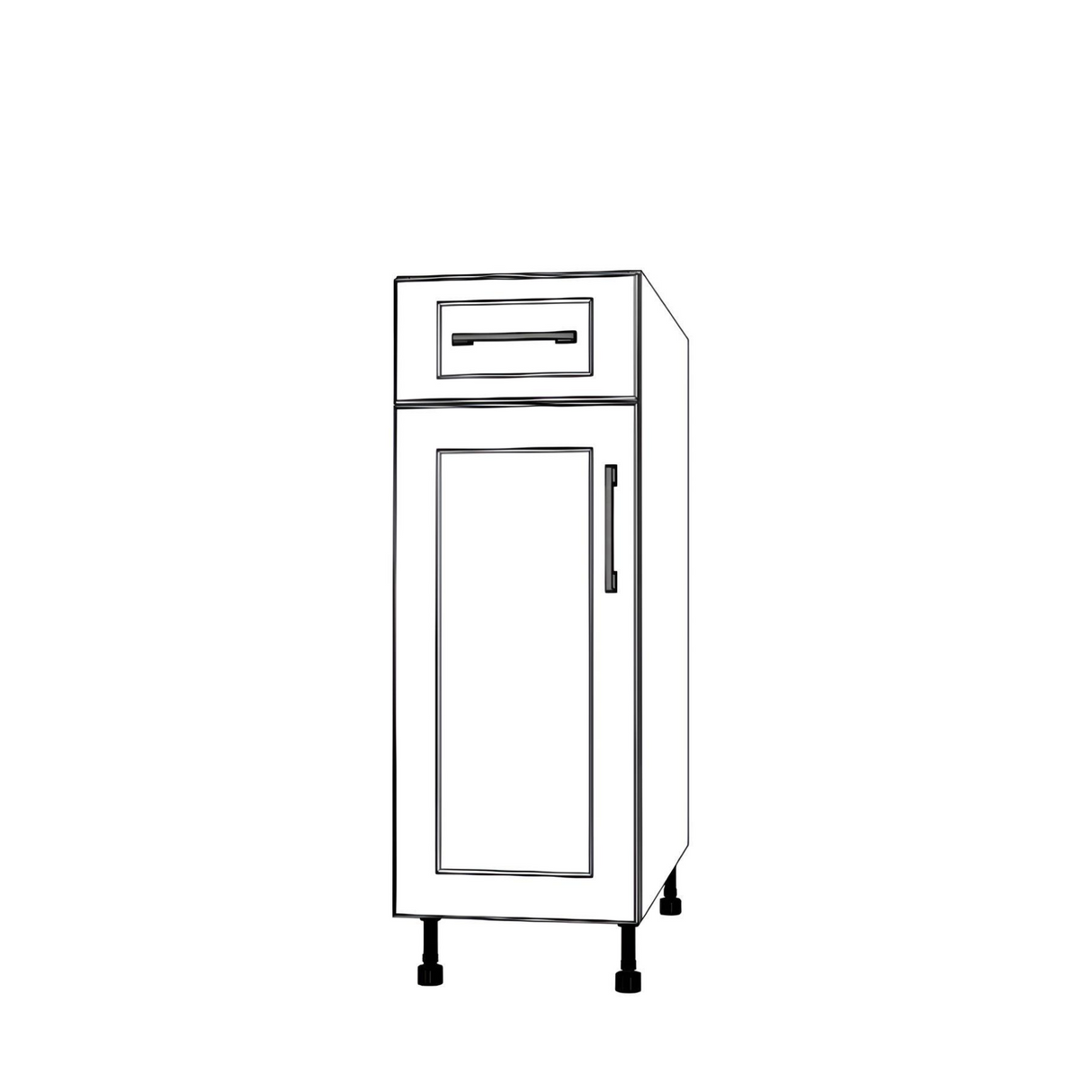 12" Wide Base Cabinet With Drawer On Top - (White Cabinet Boxes - Painted Doors)