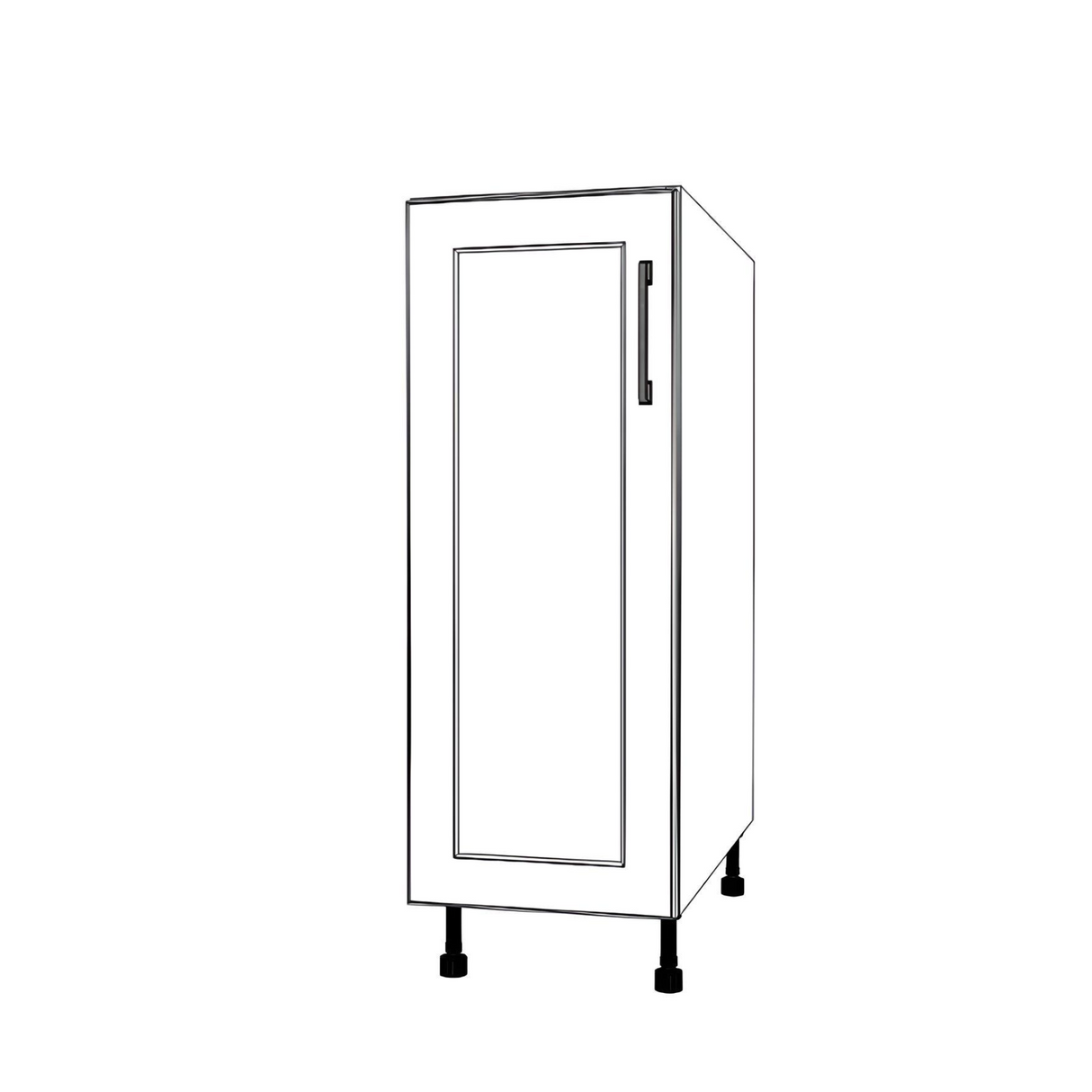 12" Wide Base Cabinet - (White Cabinet Boxes - Painted Doors)
