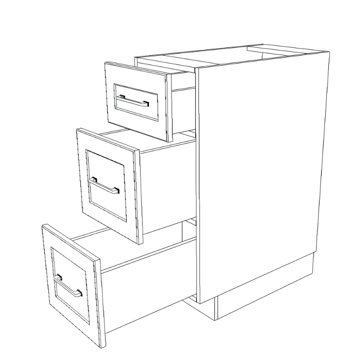 13" Wide Drawer Cabinet - (White Cabinet Boxes - Painted Doors)