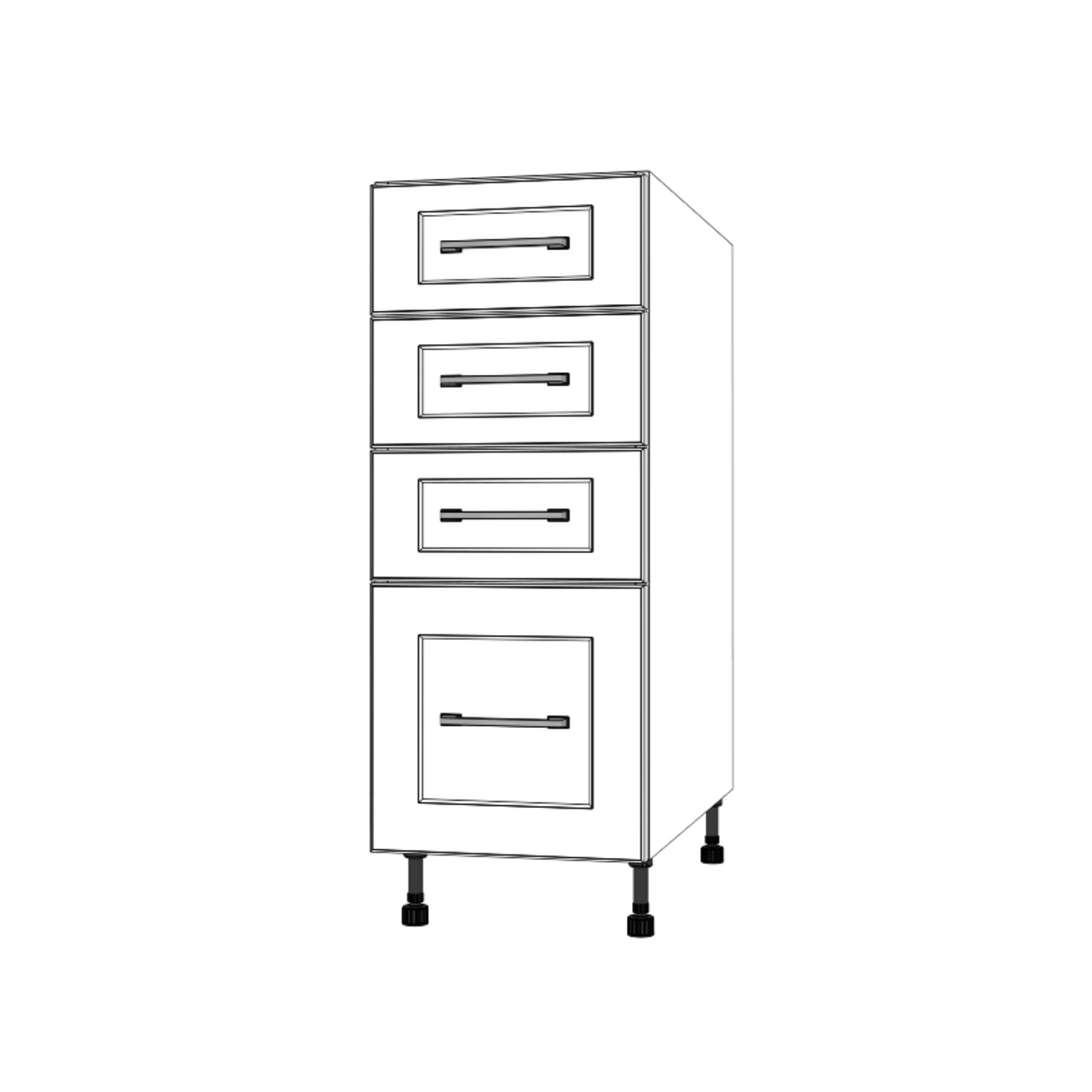 13" Wide Drawer Cabinet - (White Cabinet Boxes - Painted Doors)