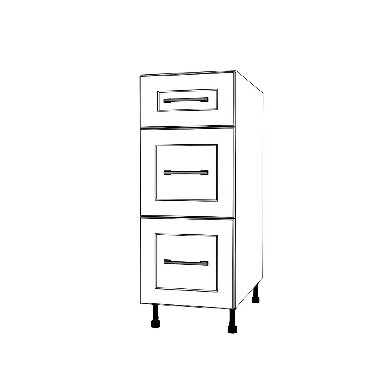 13" Wide Drawer Cabinet - (White Cabinet Boxes - Painted Doors)