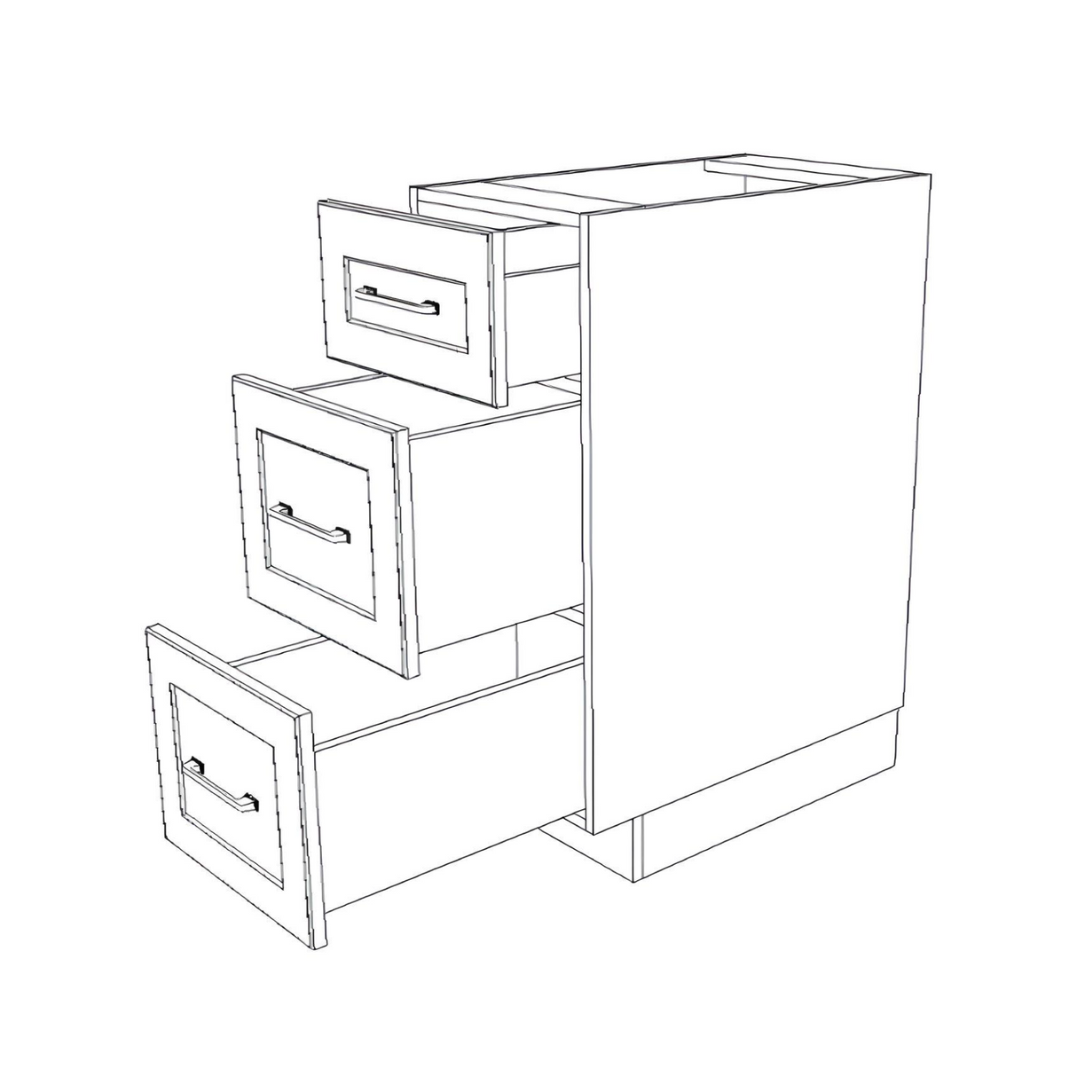14" Wide Drawer Cabinet - (White Cabinet Boxes - Painted Doors)