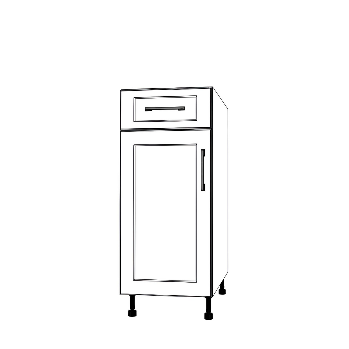 14" Wide Base Cabinet With Drawer On Top - (White Cabinet Boxes - Painted Doors)
