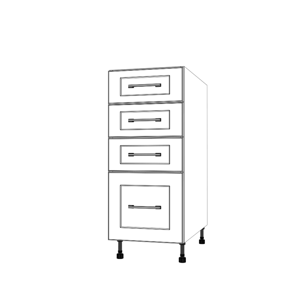 14" Wide Drawer Cabinet - (White Cabinet Boxes - Painted Doors)