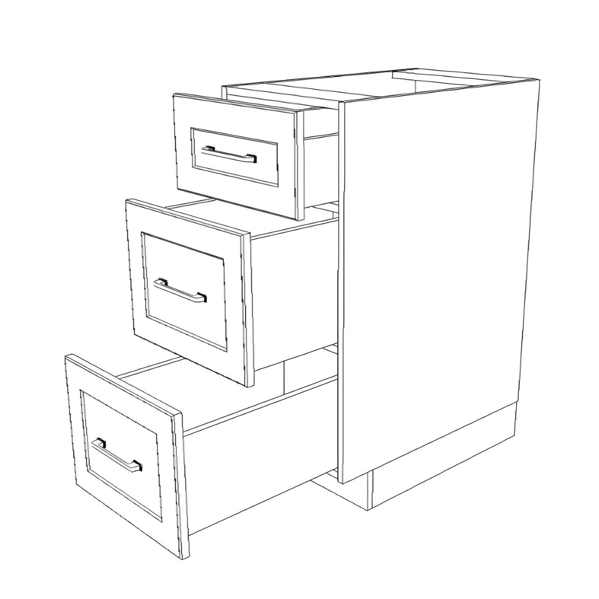 15" Wide Drawer Cabinet - (White Cabinet Boxes - Painted Doors)
