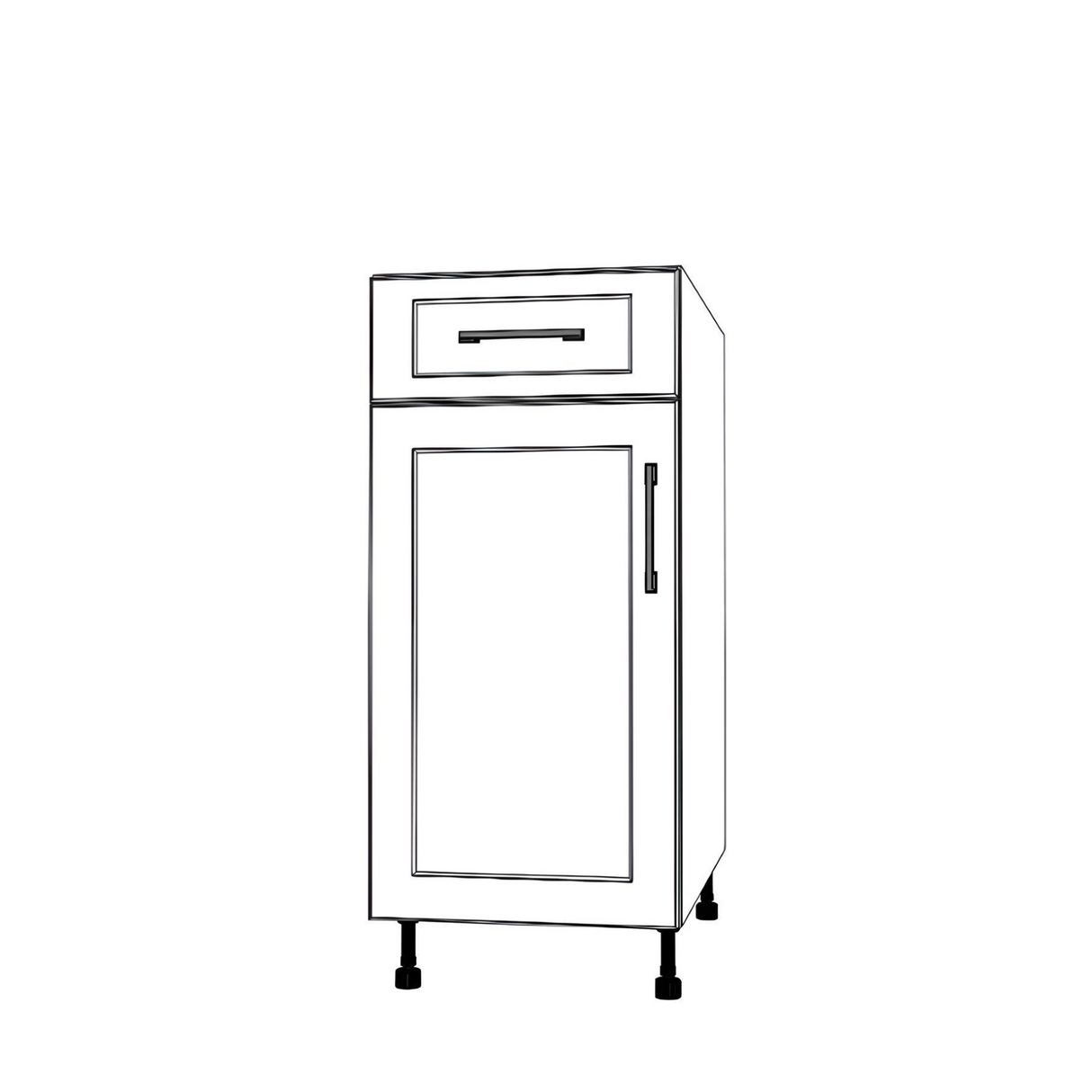 15" Wide Base Cabinet With Drawer On Top - (White Cabinet Boxes - Painted Doors)