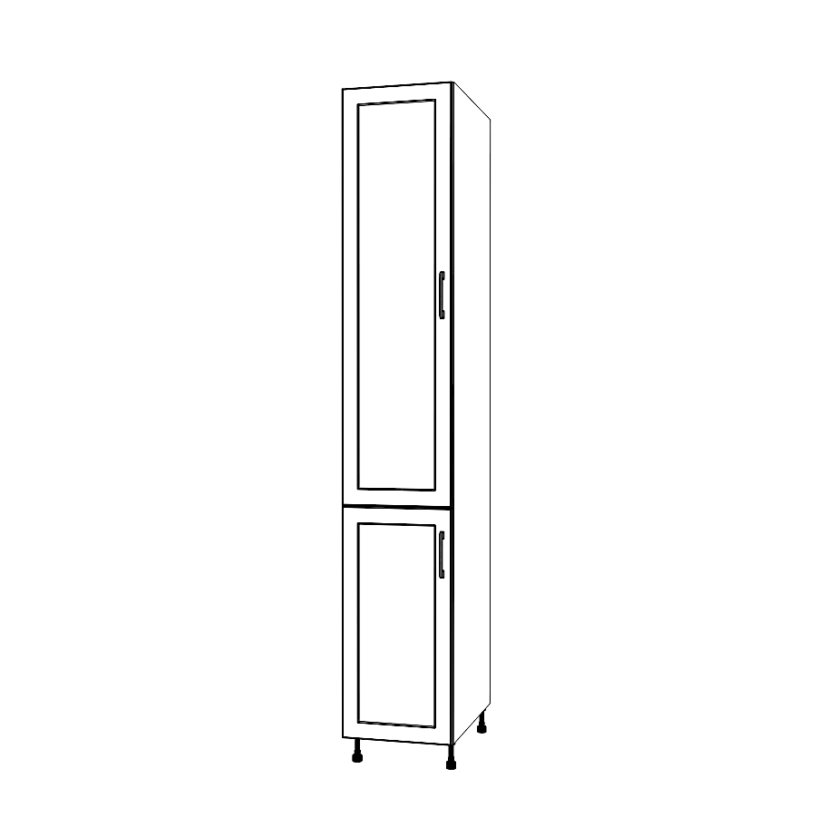 15" Wide Tall Pantry Cabinet - (White Cabinet Boxes - Painted Doors) 24 D