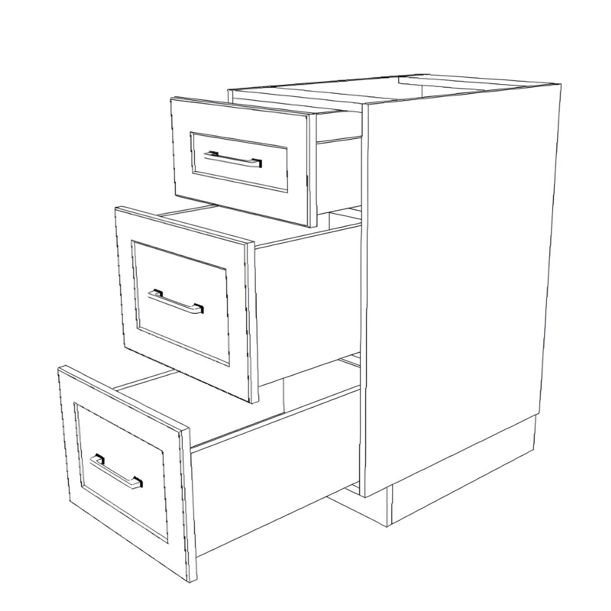 16" Wide Drawer Cabinet - (White Cabinet Boxes - Painted Doors)