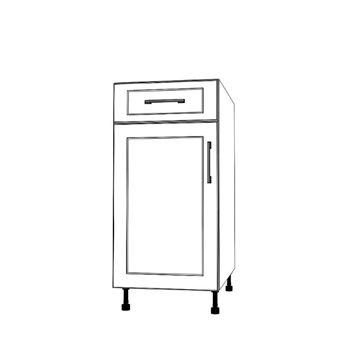 16" Wide Base Cabinet With Drawer On Top - (White Cabinet Boxes - Thermofoil Doors)