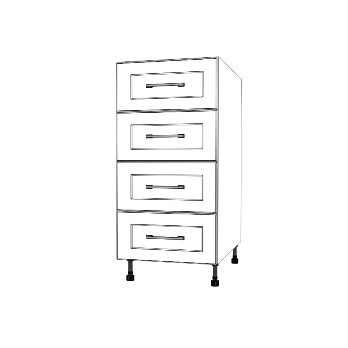 16" Wide Drawer Cabinet - (White Cabinet Boxes - Painted Doors)