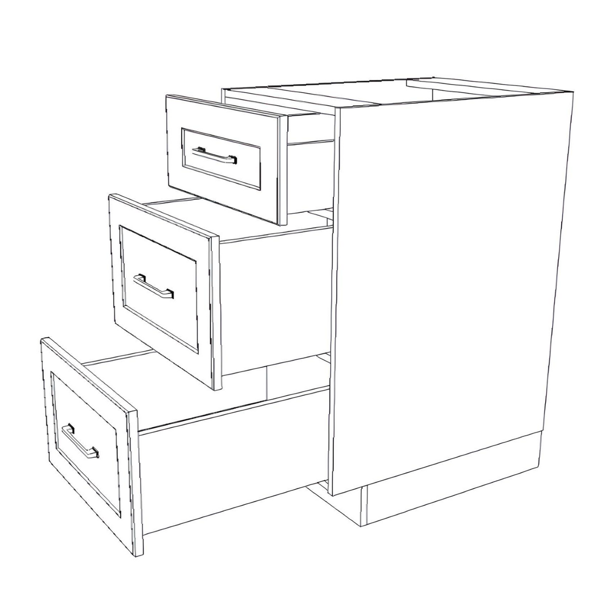 18" Wide Drawer Cabinet - (White Cabinet Boxes - Painted Doors)