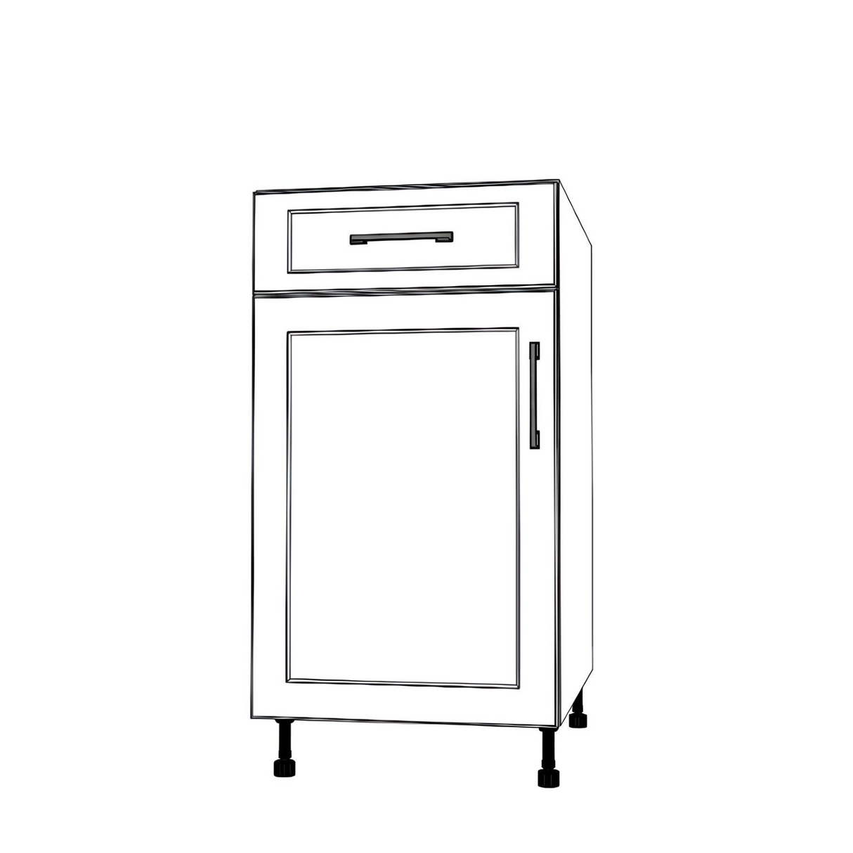 18" Wide Base Cabinet With Drawer On Top - (White Cabinet Boxes - Painted Doors)