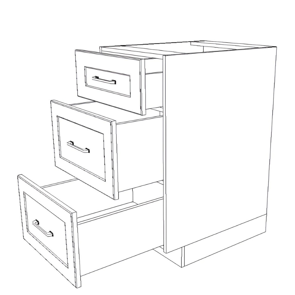 19" Wide Drawer Cabinet - (White Cabinet Boxes - Painted Doors)