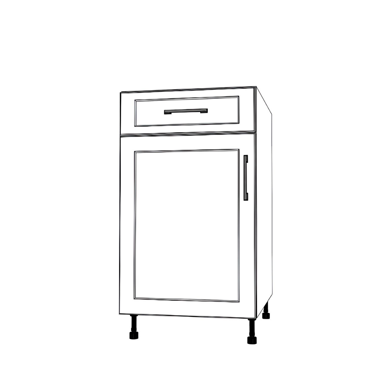 19" Wide Base Cabinet With Drawer On Top - (White Cabinet Boxes - Thermofoil Doors)