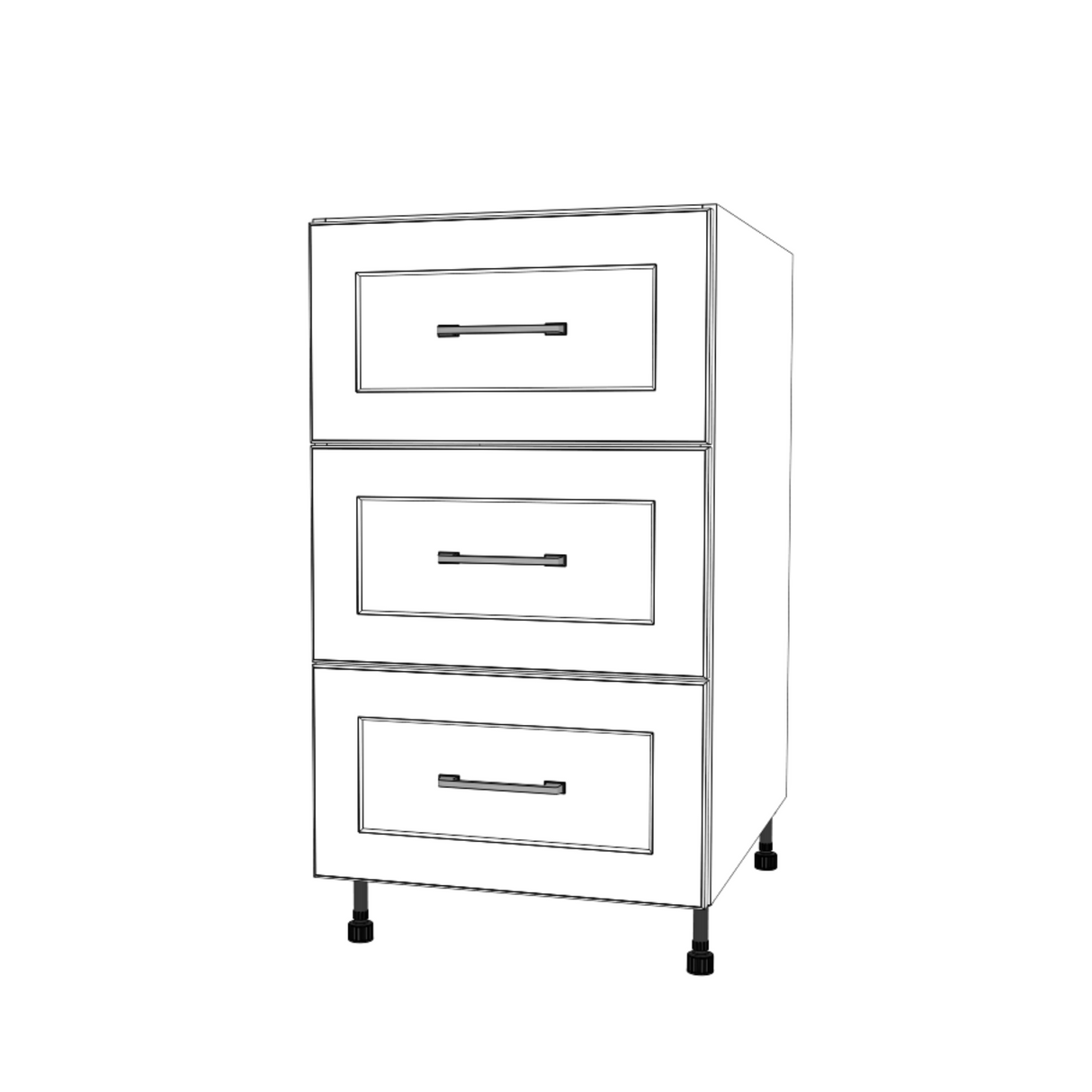 19" Wide Drawer Cabinet - (White Cabinet Boxes - Painted Doors)