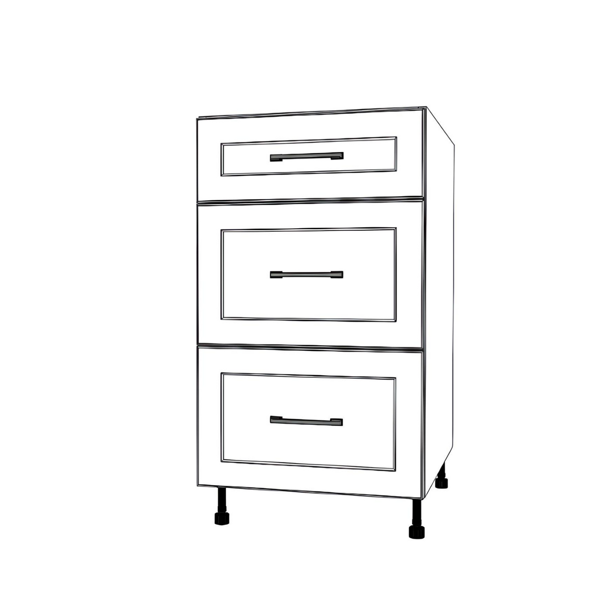 19" Wide Drawer Cabinet - (White Cabinet Boxes - Painted Doors)