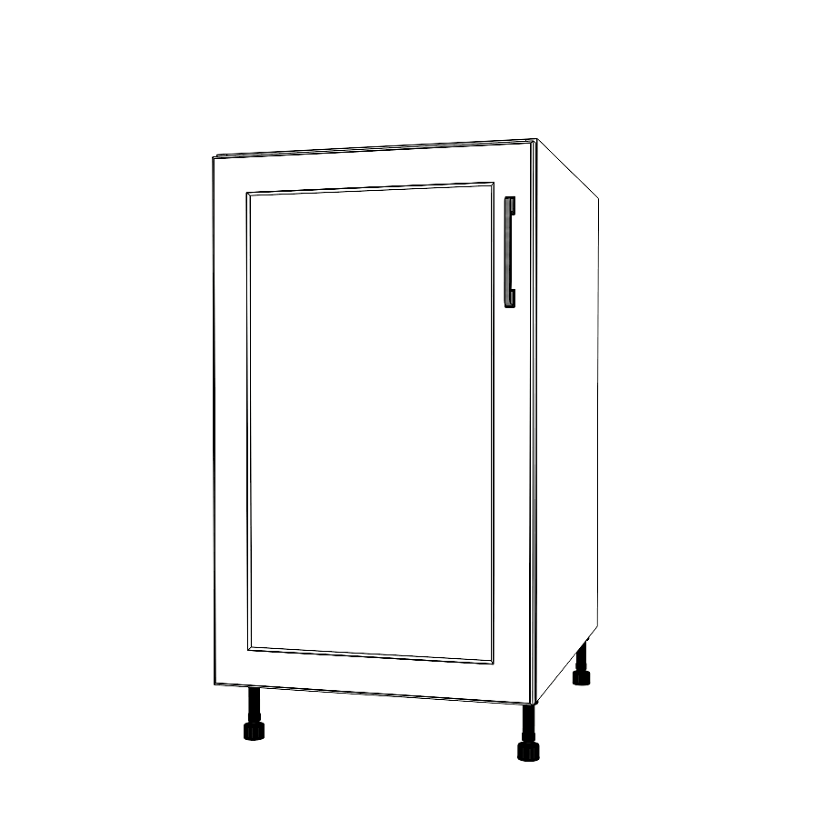 19" Wide Base Cabinet - (White Cabinet Boxes - Painted Doors)