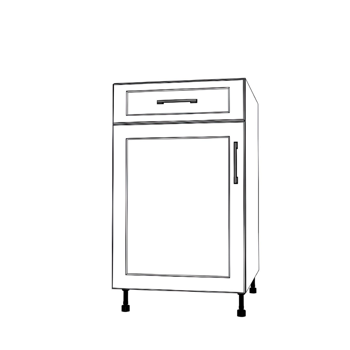 20" Wide Base Cabinet With Drawer On Top - (White Cabinet Boxes - Painted Doors)