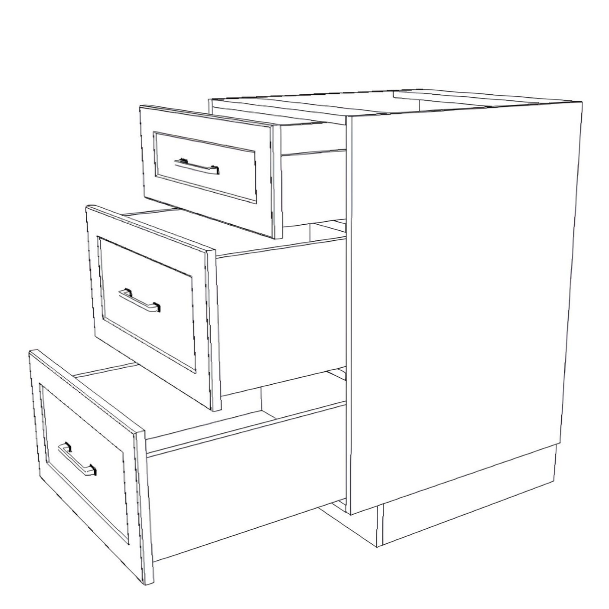 21" Wide Drawer Cabinet - (White Cabinet Boxes - Painted Doors)