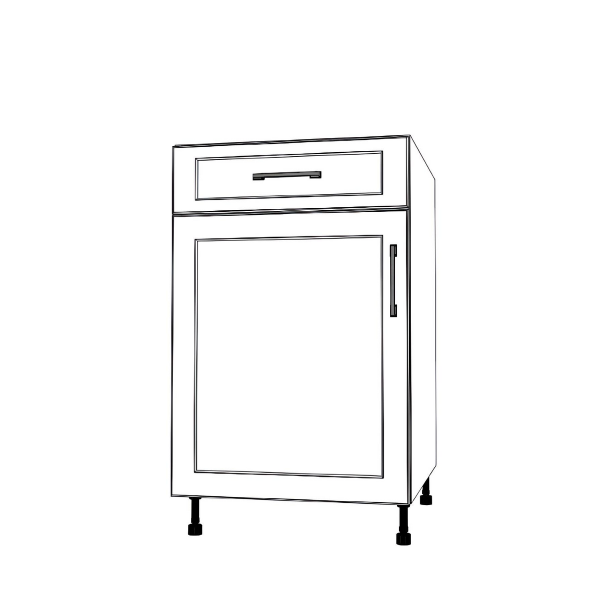 21" Wide Base Cabinet With Drawer On Top - (White Cabinet Boxes - Thermofoil Doors)