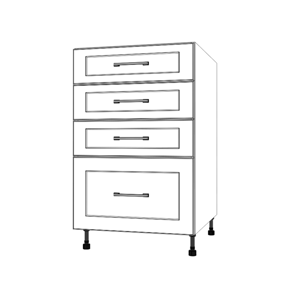 21" Wide Drawer Cabinet - (White Cabinet Boxes - Painted Doors)