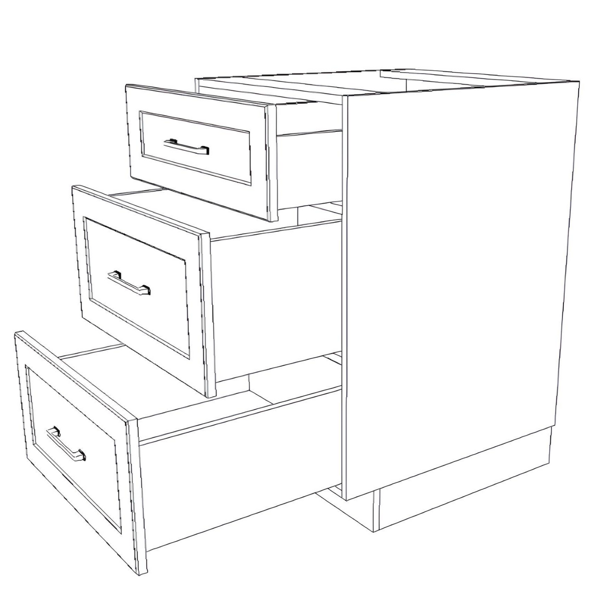 22" Wide Drawer Cabinet - (White Cabinet Boxes - Painted Doors)