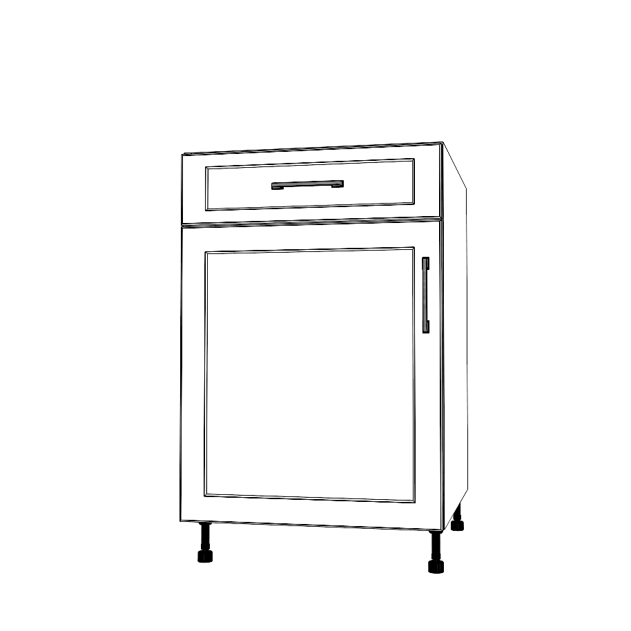 22" Wide Base Cabinet With Drawer On Top - (White Cabinet Boxes - Thermofoil Doors)