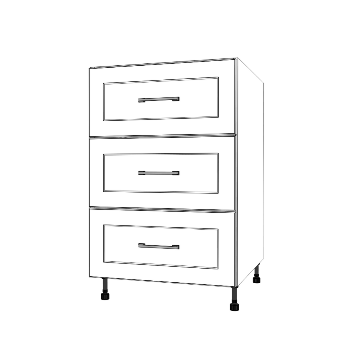 22" Wide Drawer Cabinet - (White Cabinet Boxes - Painted Doors)