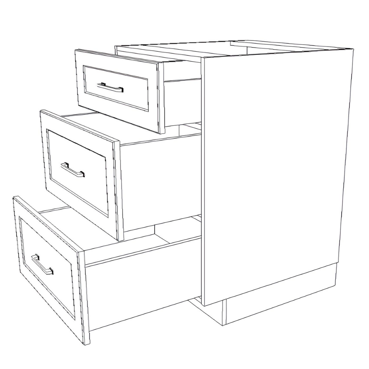 23" Wide Drawer Cabinet - (White Cabinet Boxes - Painted Doors)