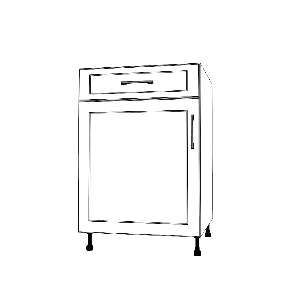 23" Wide Base Cabinet With Drawer On Top - (White Cabinet Boxes - Thermofoil Doors)