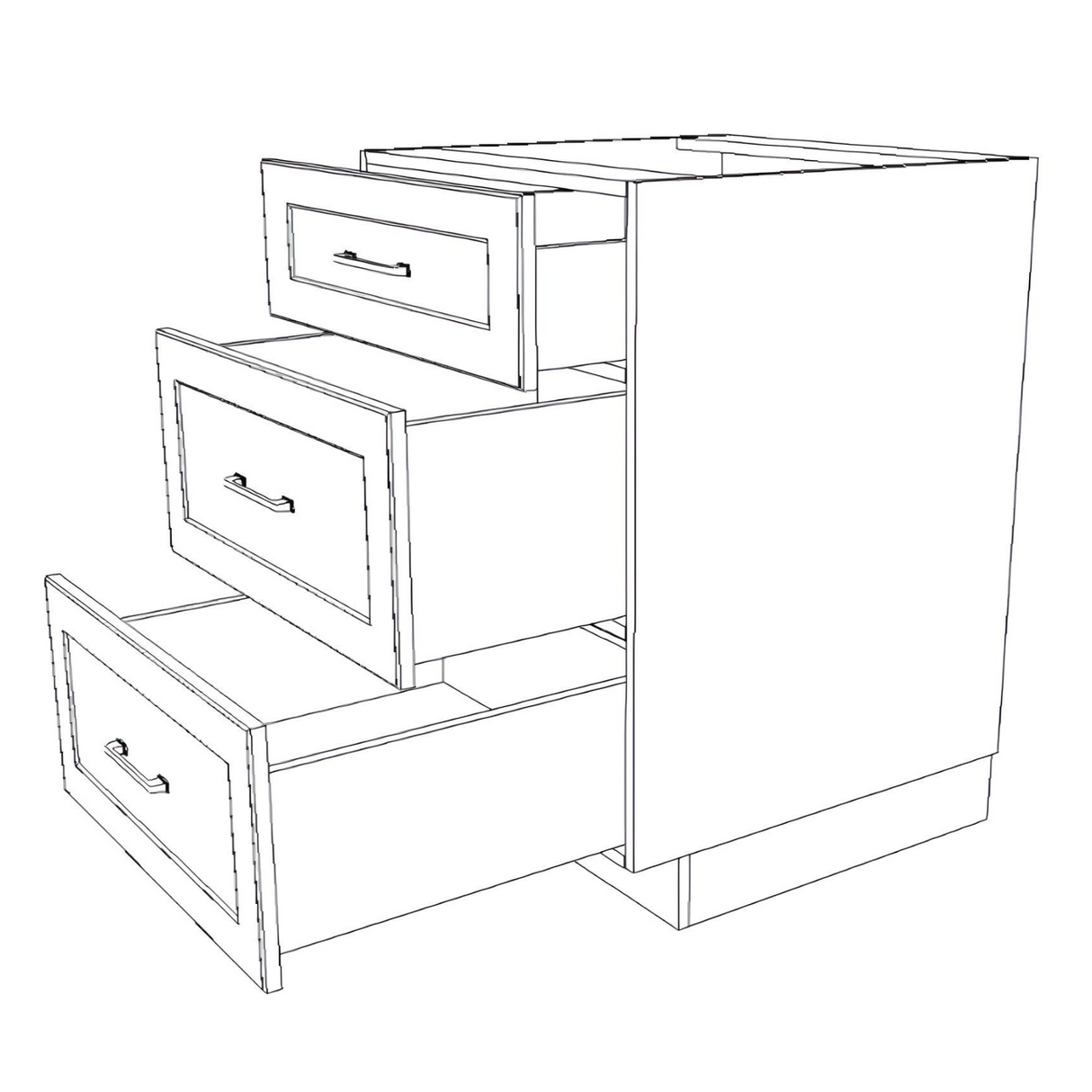 24" Wide Drawer Cabinet - (White Cabinet Boxes - Painted Doors)