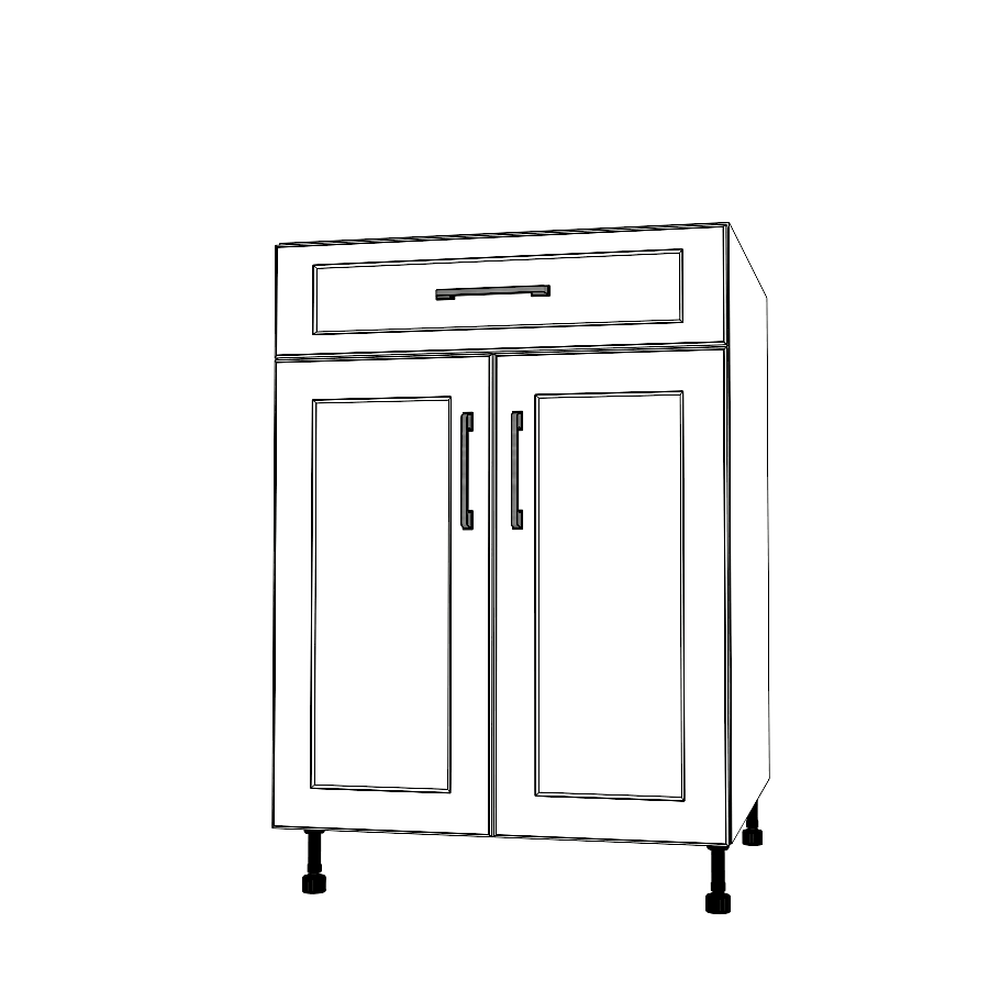 24" Wide Base Cabinet With Drawer On Top - (White Cabinet Boxes - Thermofoil Doors)