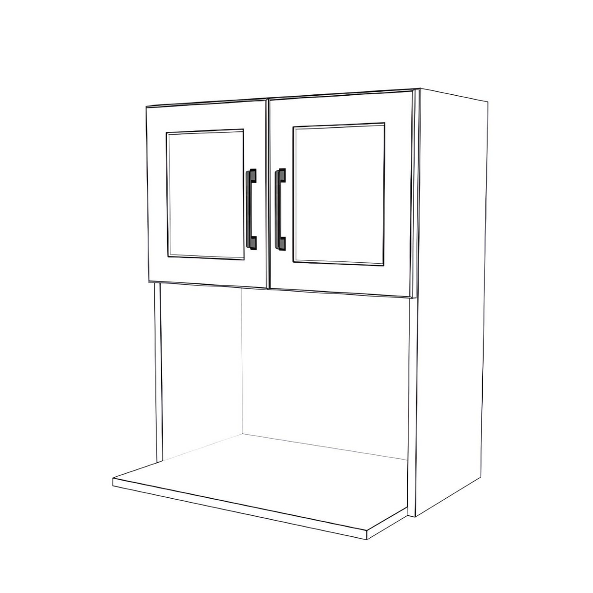 24" Wide x 30" High Microwave Cabinet - (White Cabinet Boxes - Thermofoil Doors)