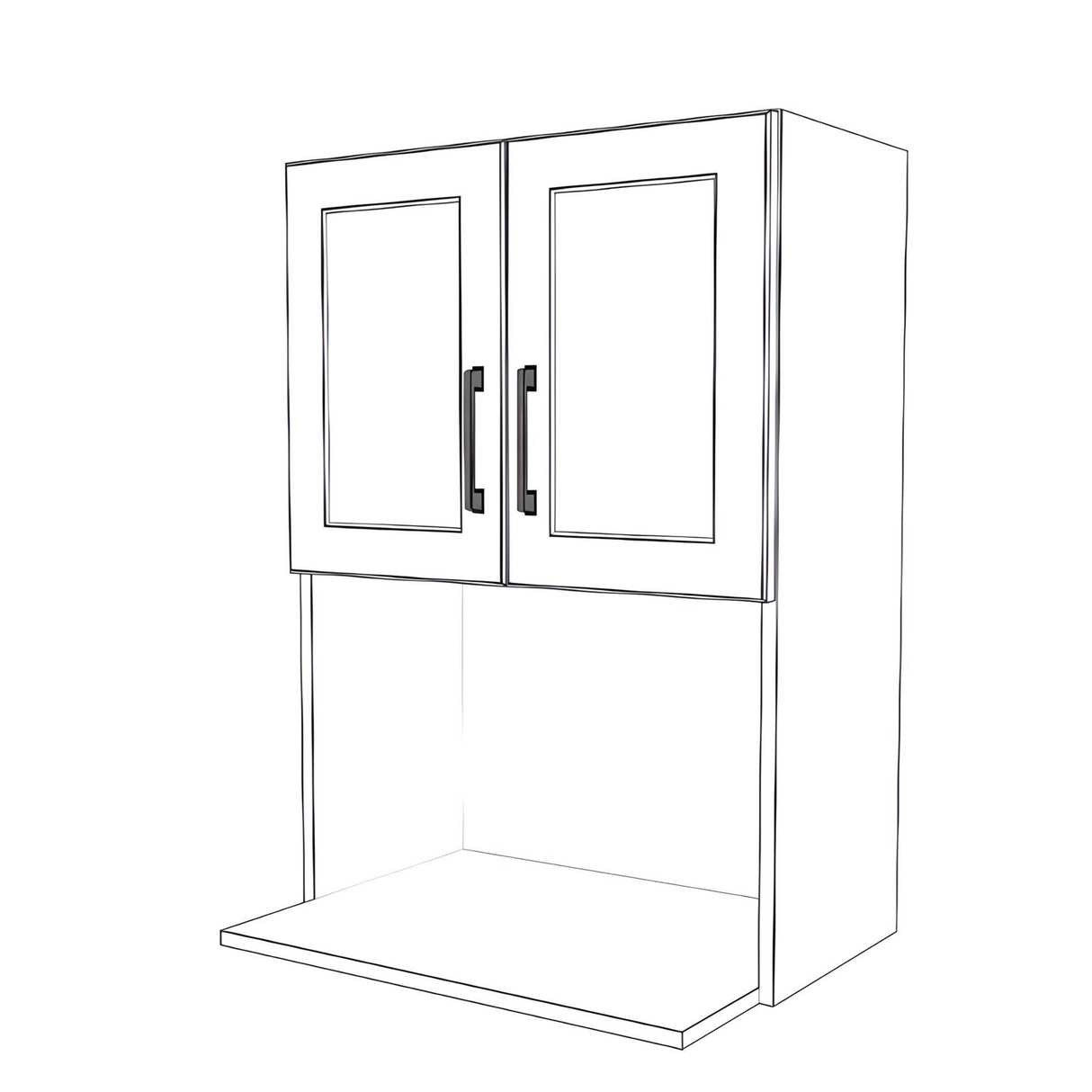 24" Wide x 34" High Microwave Cabinet - (White Cabinet Boxes - Thermofoil Doors)