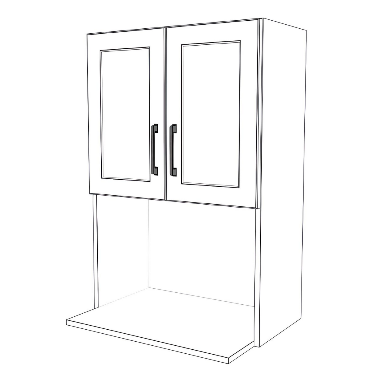 24" Wide x 36" High Microwave Cabinet - (White Cabinet Boxes - Thermofoil Doors)
