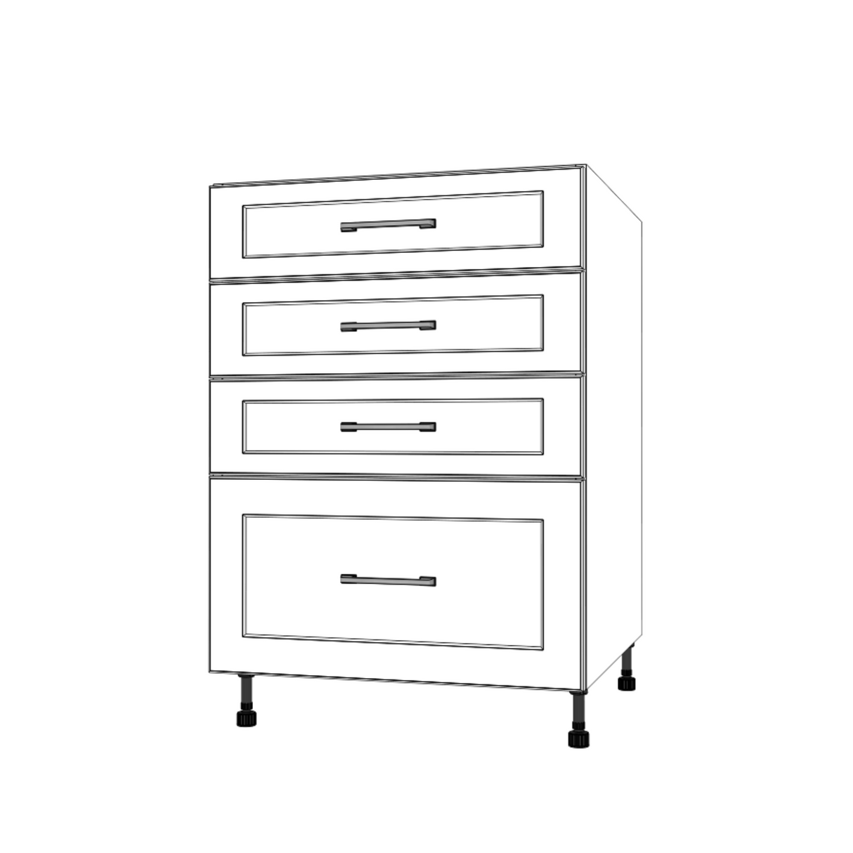 24" Wide Drawer Cabinet - (White Cabinet Boxes - Painted Doors)