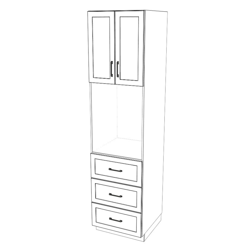 24" Wide Built In - 80-96 High - 34" 3 Drawer Max - 24 Deep - (White Cabinet Boxes - Painted Doors)