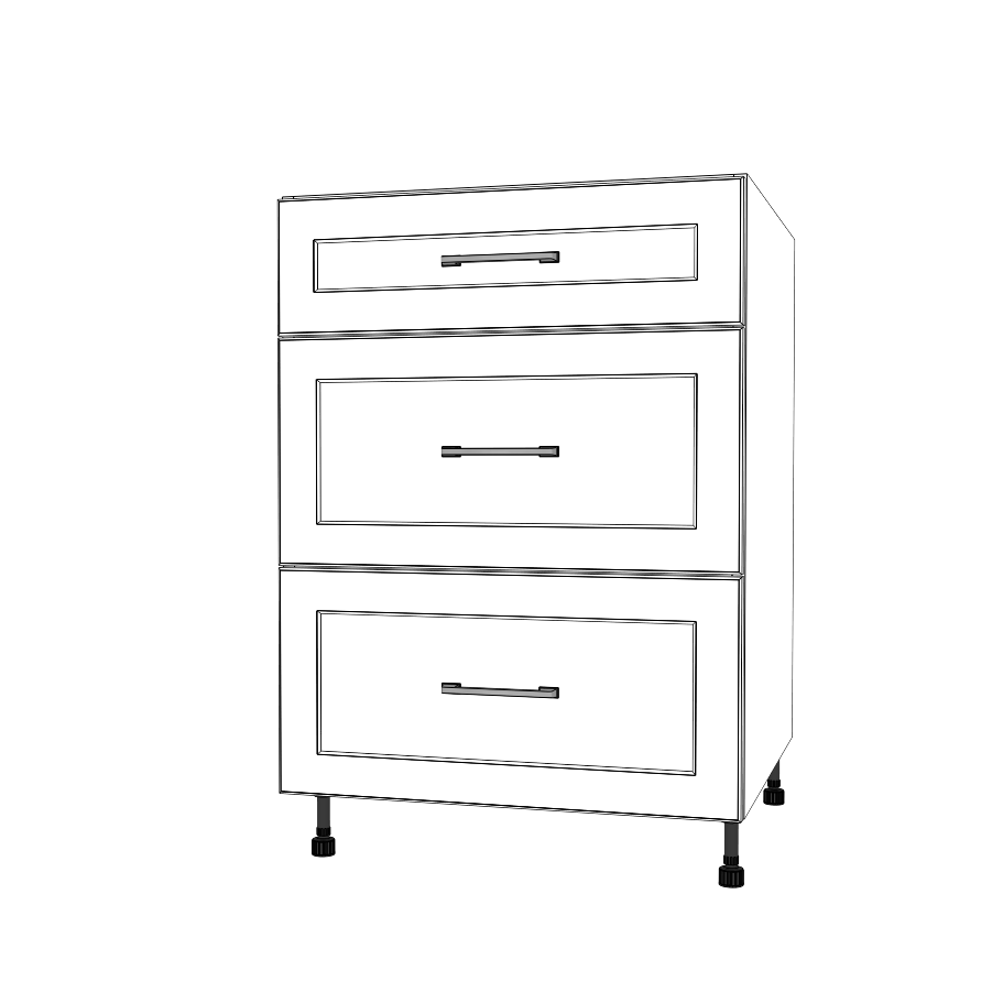 24" Wide Drawer Cabinet - (White Cabinet Boxes - Painted Doors)