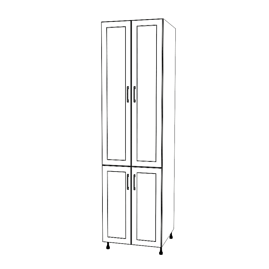 24" Wide Tall Pantry Cabinet - (White Cabinet Boxes - Painted Doors) 24 D