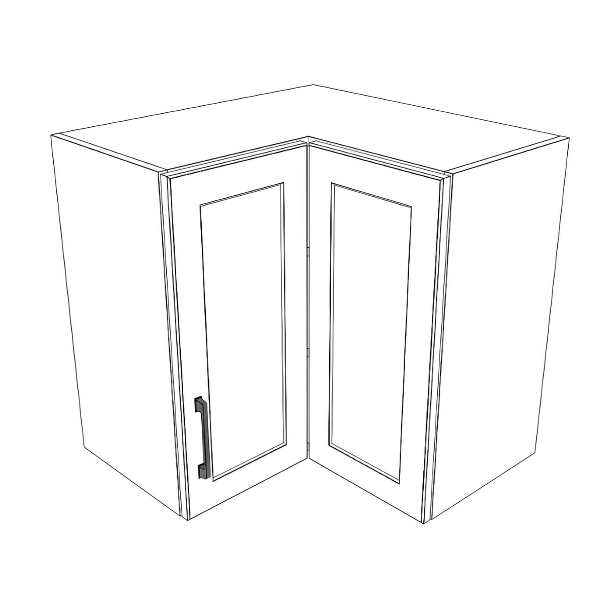24x24" Wide x 24" High Corner Wall Cabinet - (White Cabinet Boxes - Thermofoil Doors)