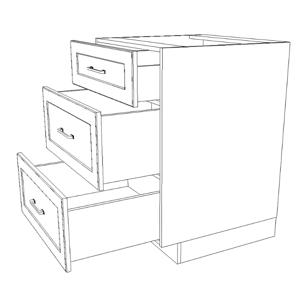 25" Wide Drawer Cabinet - (White Cabinet Boxes - Painted Doors)