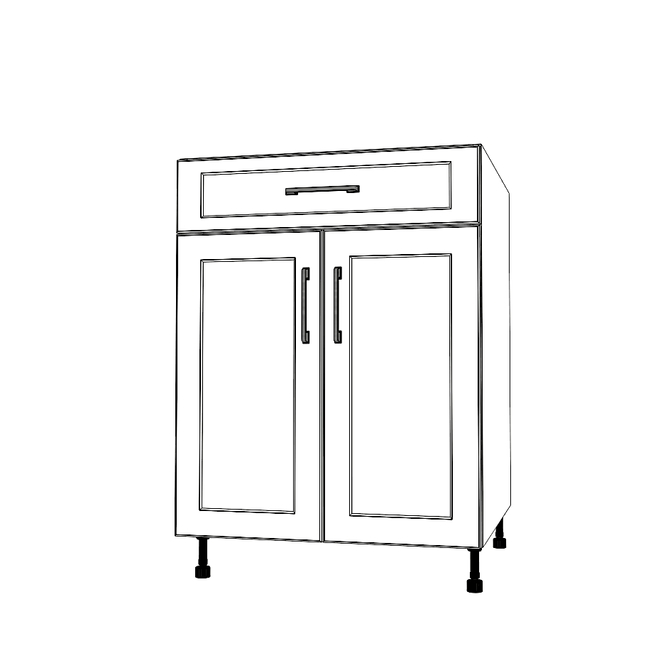 25" Wide Base Cabinet With Drawer On Top - (White Cabinet Boxes - Painted Doors)