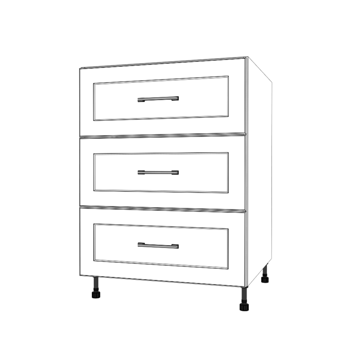 25" Wide Drawer Cabinet - (White Cabinet Boxes - Painted Doors)