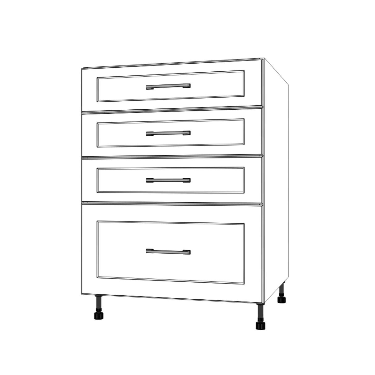 25" Wide Drawer Cabinet - (White Cabinet Boxes - Painted Doors)