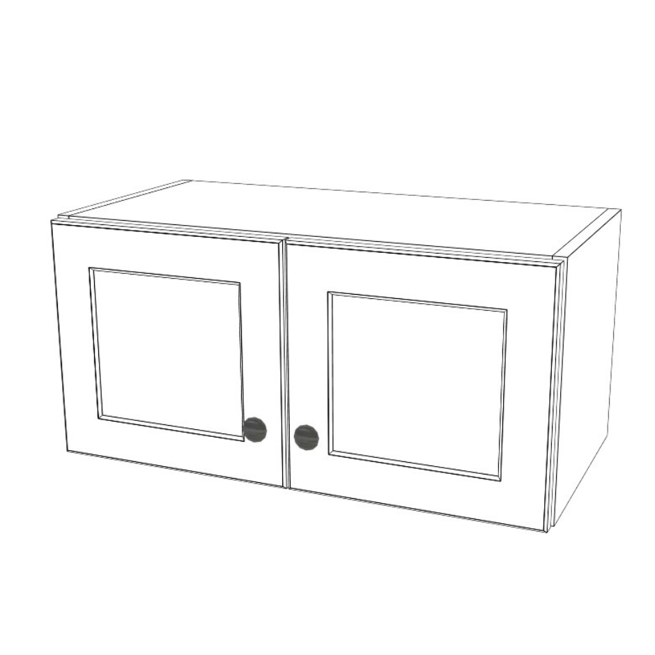 25" Wide x 12" High Wall Cabinet - (White Melamine Cabinet Boxes - Painted Doors)