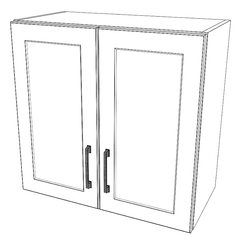 25" Wide x 24" High Wall Cabinet - (White Cabinet Boxes - Painted Doors)