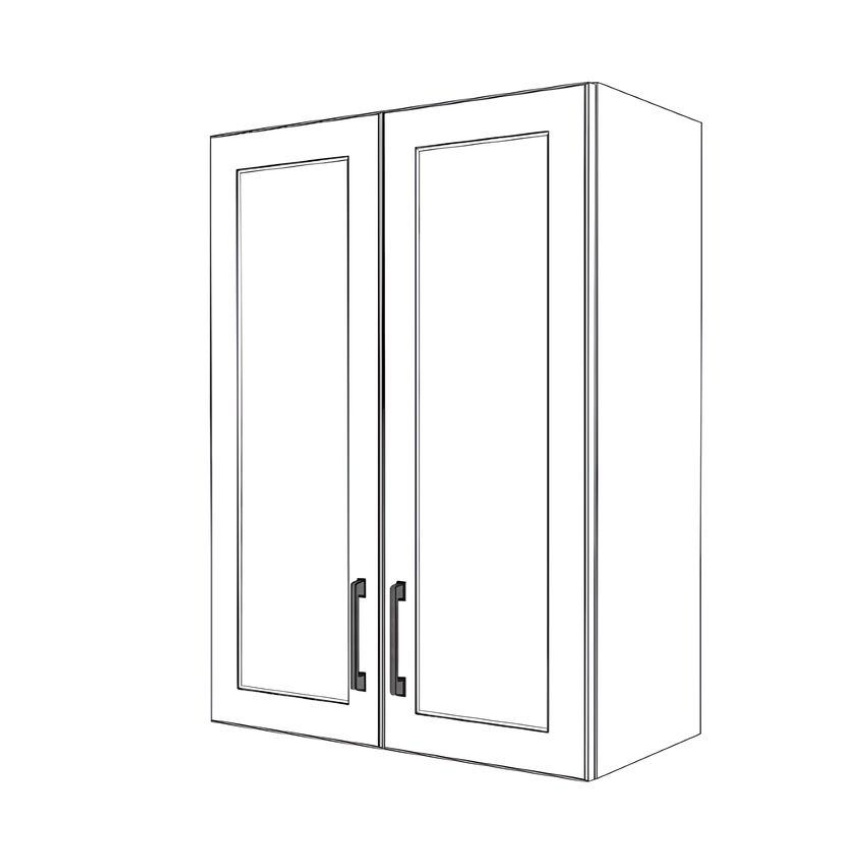 25" Wide x 34" High Wall Cabinet - (White Cabinet Boxes - Painted Doors)