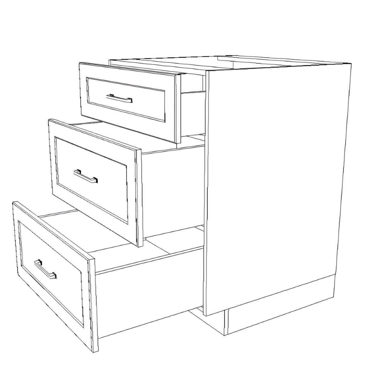 26" Wide Drawer Cabinet - (White Cabinet Boxes - Painted Doors)