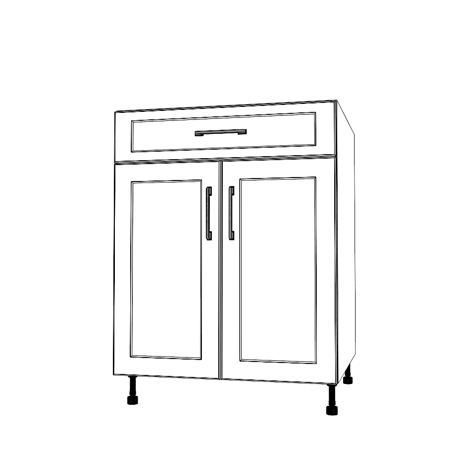 26" Wide Base Cabinet With Drawer On Top - (White Cabinet Boxes - Painted Doors)